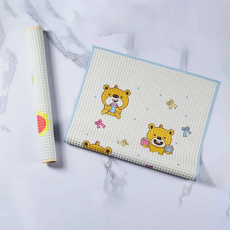 Eco friendly educational easy clean cute cartoon waterproof breathable rubber air filled rubber cot sheet