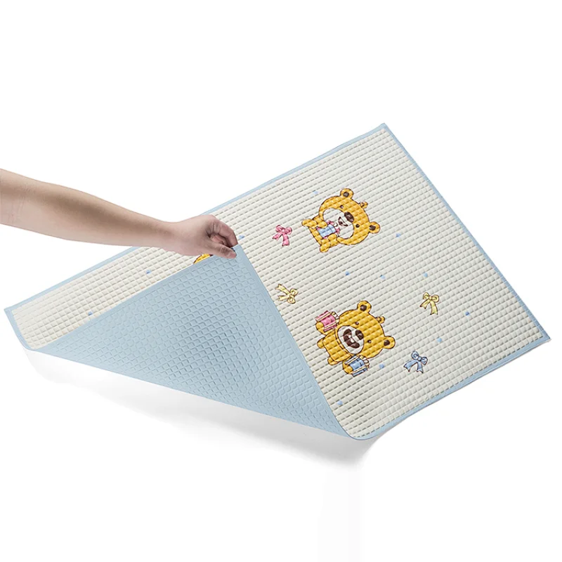Eco friendly educational easy clean cute cartoon waterproof breathable rubber air filled rubber cot sheet