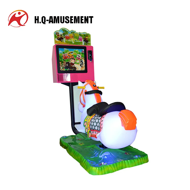 Amusement coin operated with music and lights horse kiddie ride game