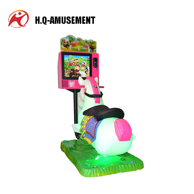 Amusement coin operated with music and lights horse kiddie ride game