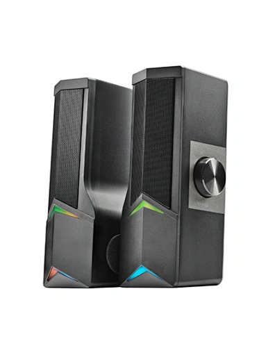 Black RGB Gaming Speaker Oblique Shot Side Separated