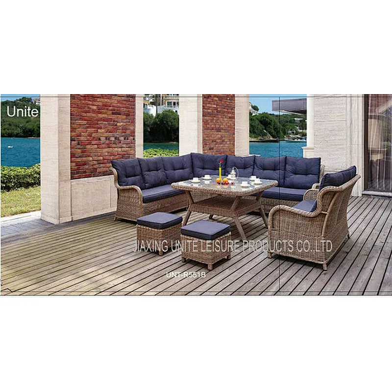 Luxury Backyard Outdoor Wicker Sofa Sets / Conversation Set Patio Furniture For Seating