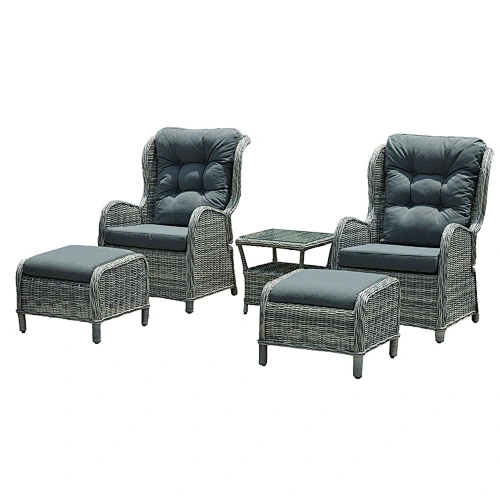 Adjustable back wicker chair set