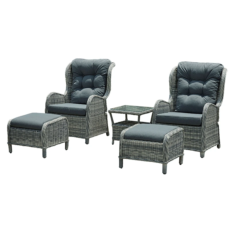 Adjustable back wicker chair set