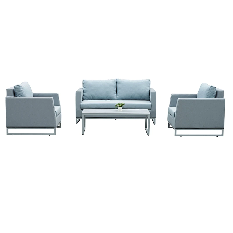 Balcony aluminum sofa set wrapped in textilene fabric