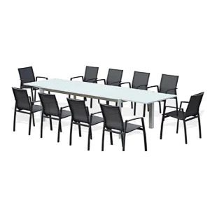 Aluminium Texilene Chair with Extension Table  Dining Seat (11Pcs)