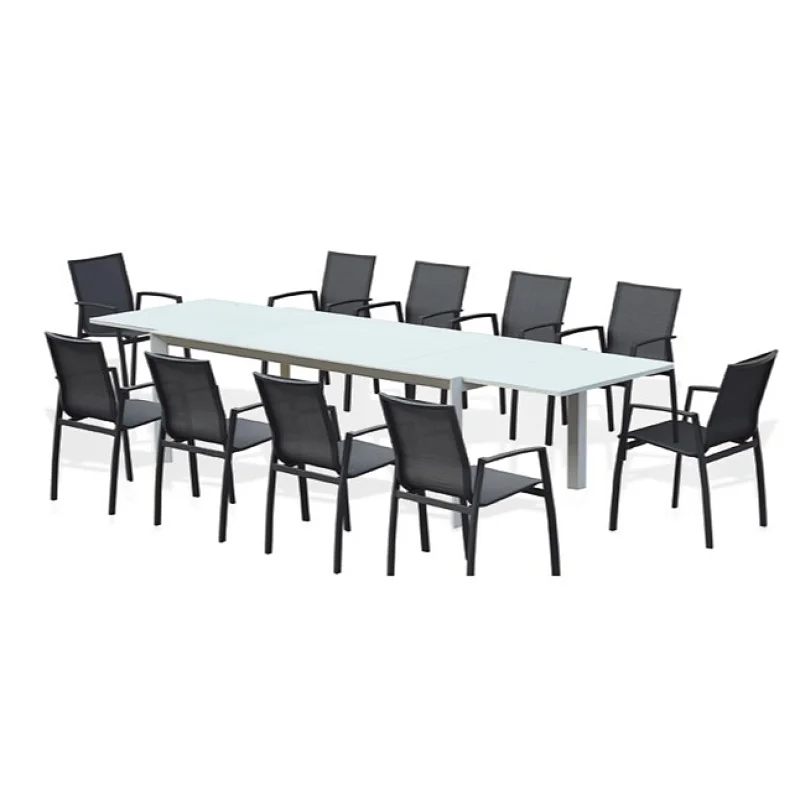 Aluminium Texilene Chair with Extension Table Dining Seat (11Pcs)