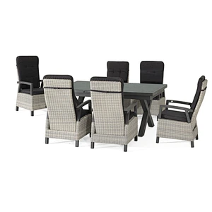 Adjustable back wicker chair with extension table