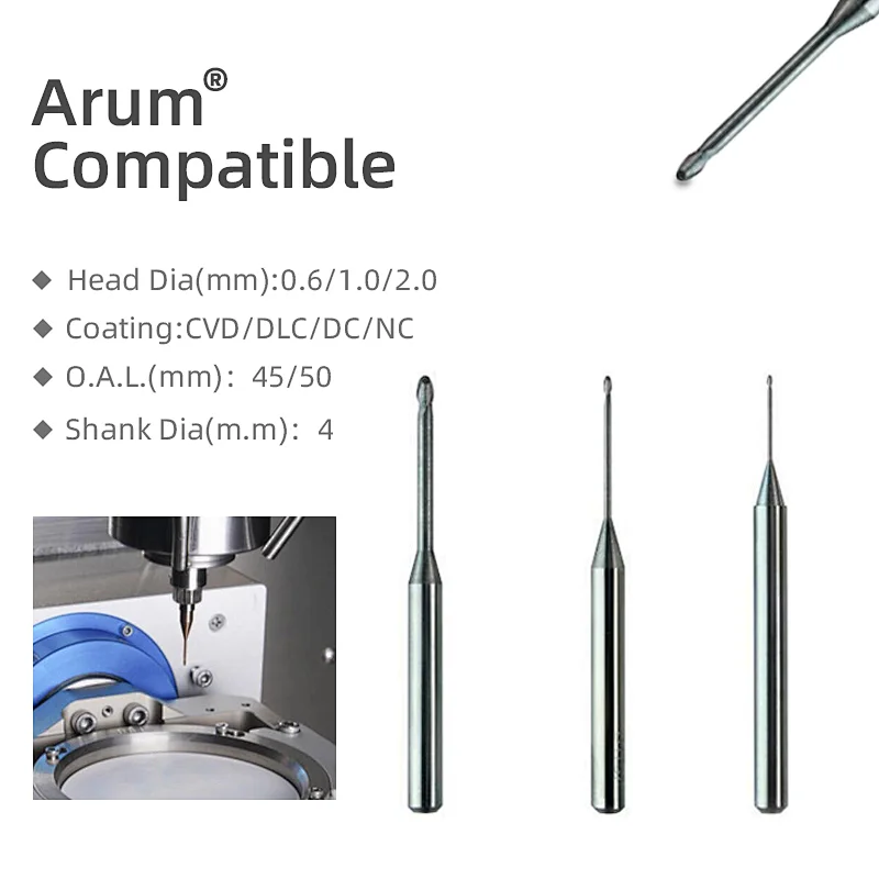 Arum compatitable PMMA/PEEK/Wax Blank milling Burs