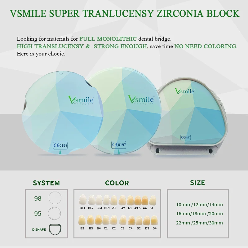 HappyZir 98mm/95mm/71mm ST Multilayer  Zirconia Disc
