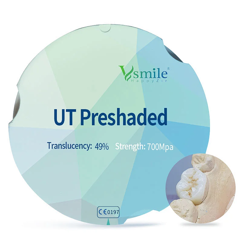 Vsmile 95mm UT Preshaded Ultra Translucency 49% Dental Zirconia Disc