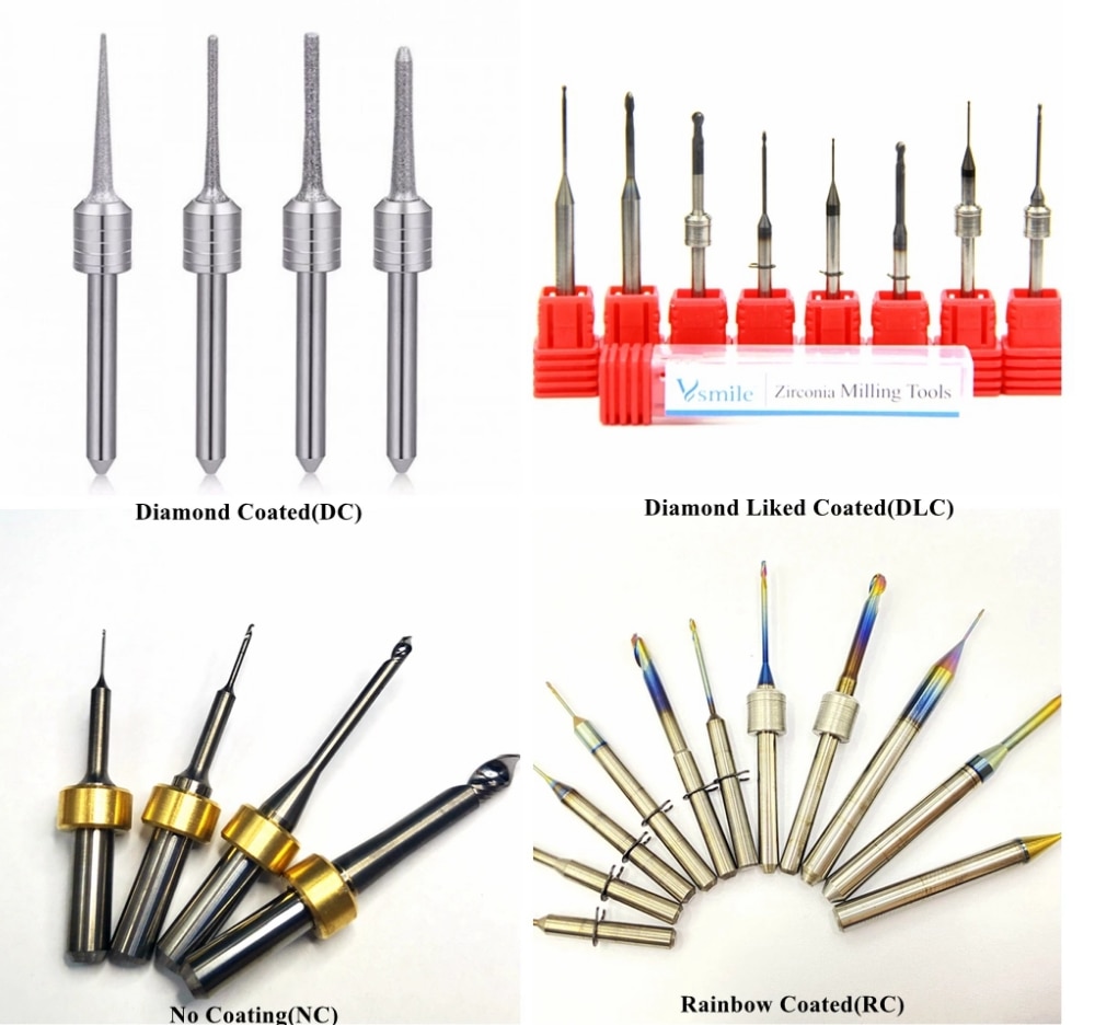 Yenadent Milling Burs Diamond Coating for mill Zirconia Block PMMA