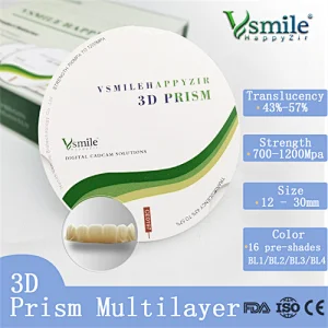 Dental 3D Prism Multilayer Zirconia Blocks UP To 57% Translucent for Zirkonzahn CADCAM System