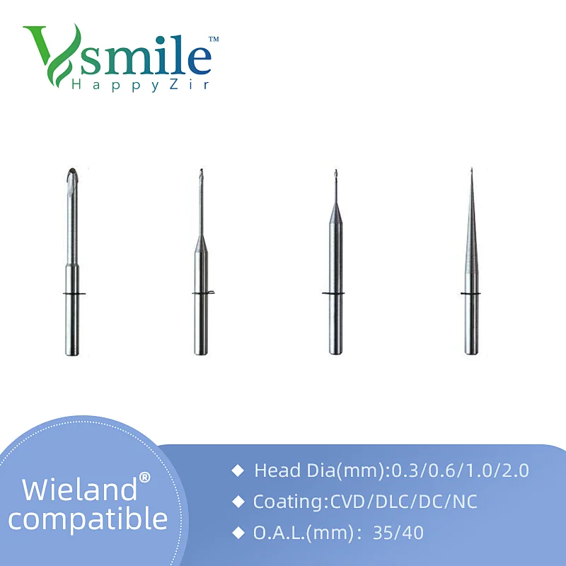 Wieland Dental Zirconia milling tools  DC DLC CVD Coating with wieland CADCAM System