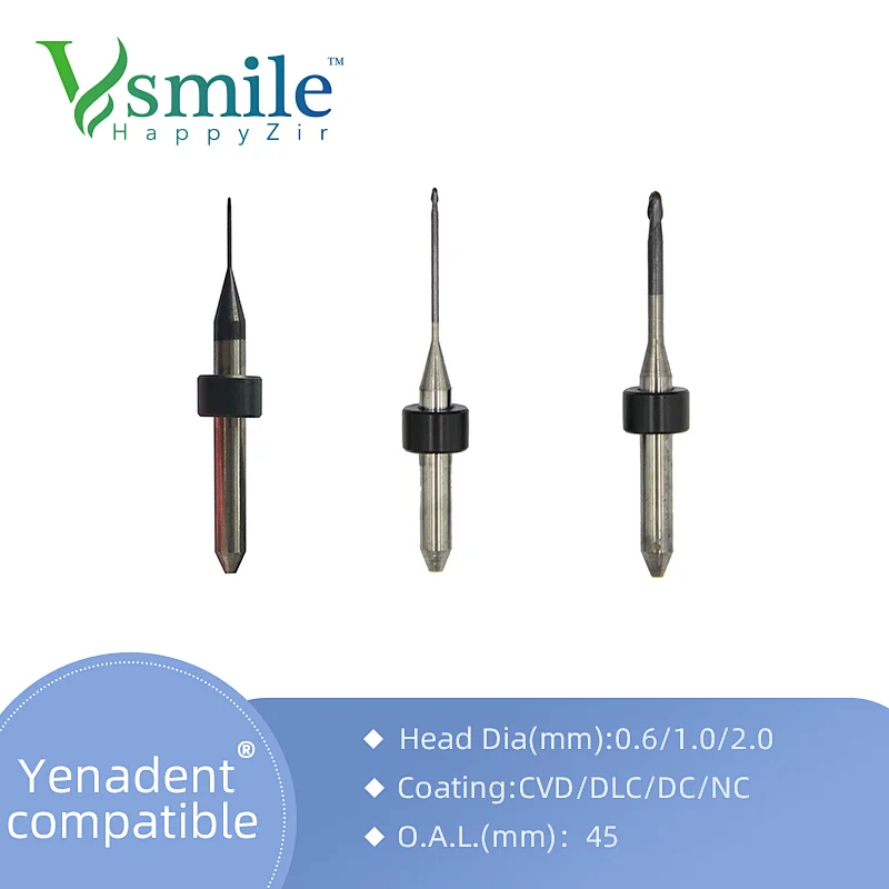 Yenadent Milling tools Diamond Coating for mill Zirconia Block PMMA