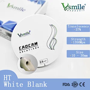 Vsmile 98mm HT White Block Dental Zirconia Block