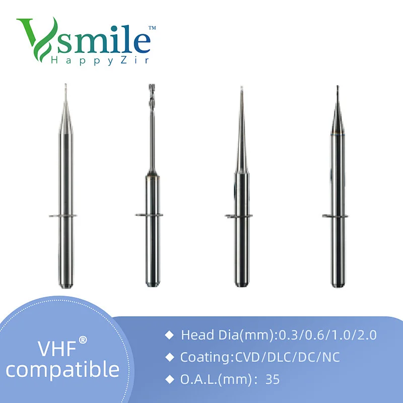 VHF milling burs to mill  PMMA Block no coating