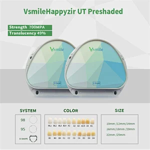 UT Preshaded 49% Translucency AG D-Shape Dental Zirconia Disc