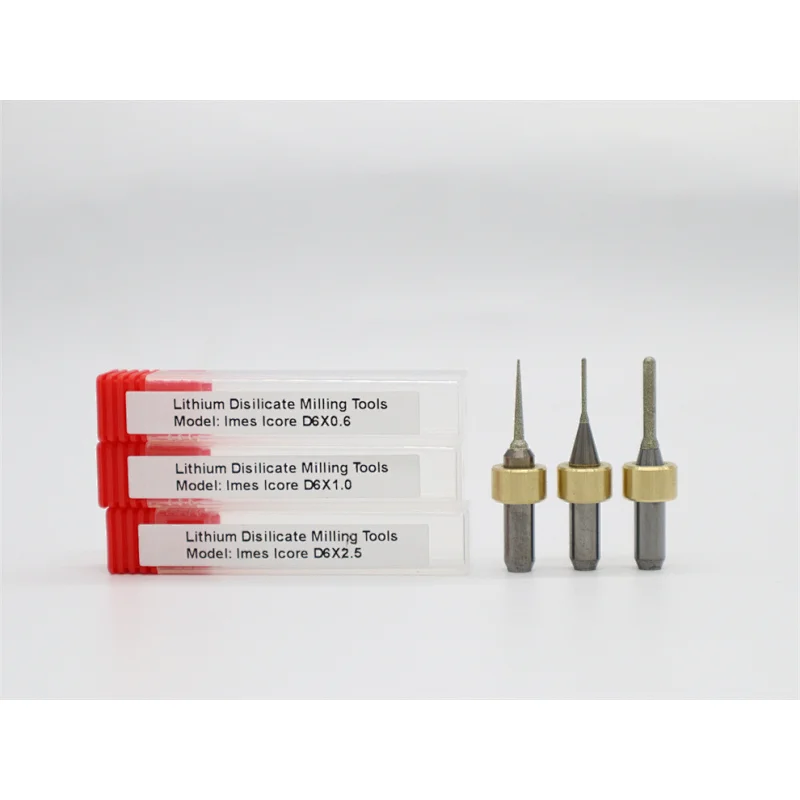 Imes Icore milling burs for dental lab use to mill Lithium Disilicate