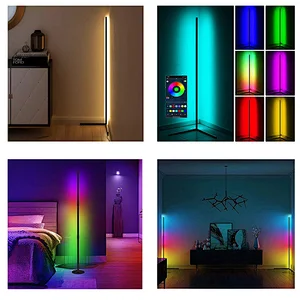 Modern bedroom black led simple RGB floor light color changing corner stand smallest corner floor lamp