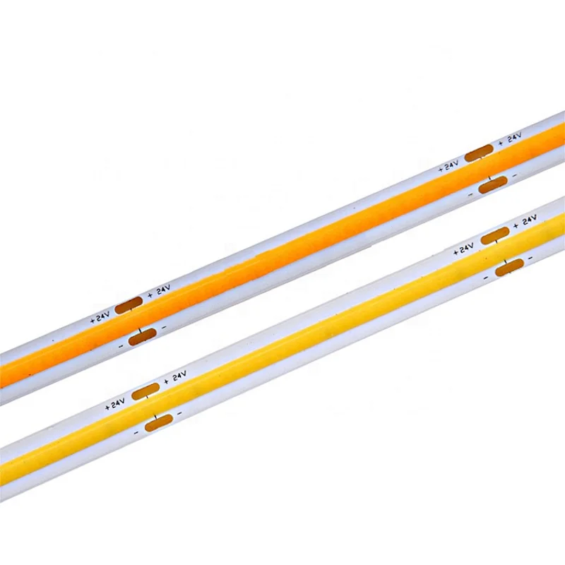 High Brightness Natural White 12V 24V Dimmable LED COB Flexible Strip Light Ribbon for Bedroom Kitchen Home Decoration