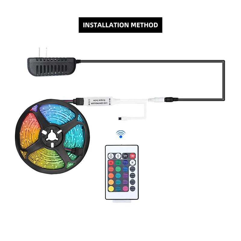 Suitable for outdoor 2835 RGB waterproof IR 24 key control mini controller 12V LED strip light