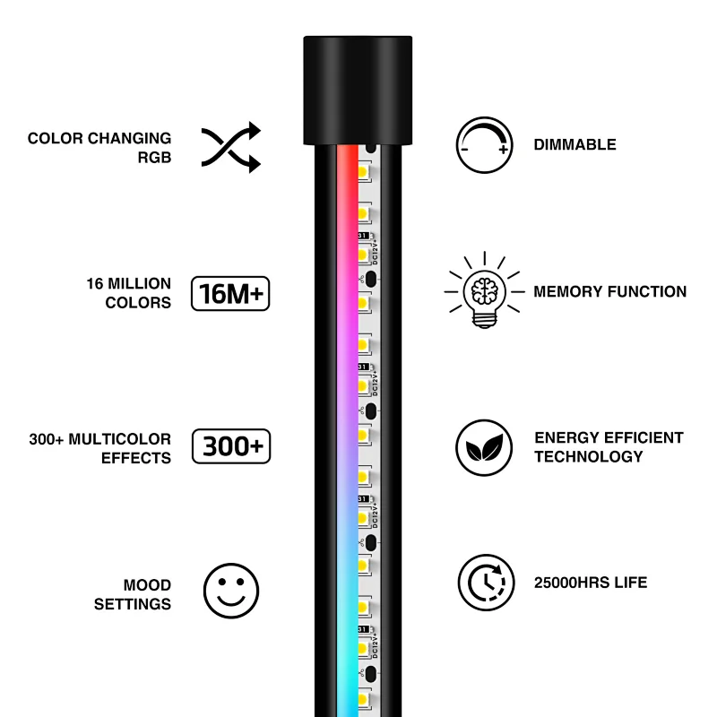 New simple style RGB double-sided luminous fold standing sofa lighting LED corner floor lamp