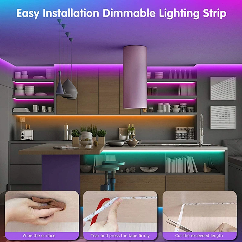 LED Strip 2835TV Background Lighting RGB LED Strip Adhesive Tape IP65 54leds M 10mm Width 12V Black White Light Body