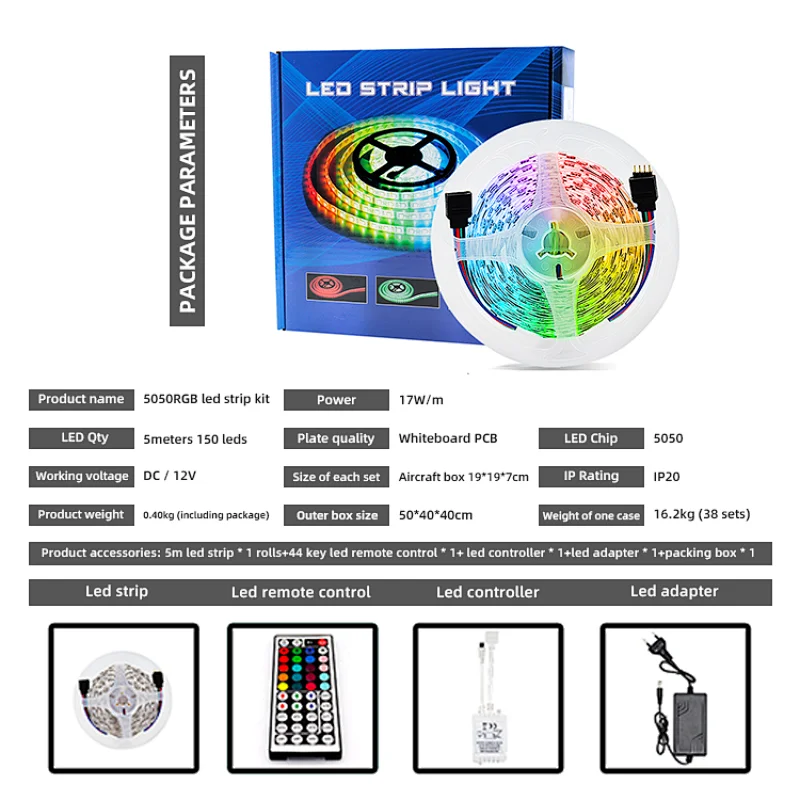 Waterproof Christmas Decoration Lighting 5M 10M 15M 20M 5050 Led Smd Switch Control Led Strip Lights