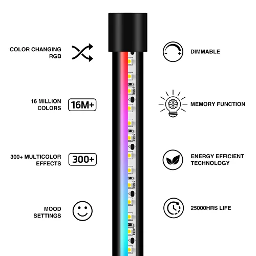 Modern bedroom black led simple RGB floor light color changing corner stand smallest corner floor lamp