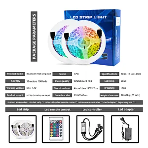 Diy Flexible Rgb 5050 Led Light Strip Waterproof Led Strip Lights With 44Key Remote Controller
