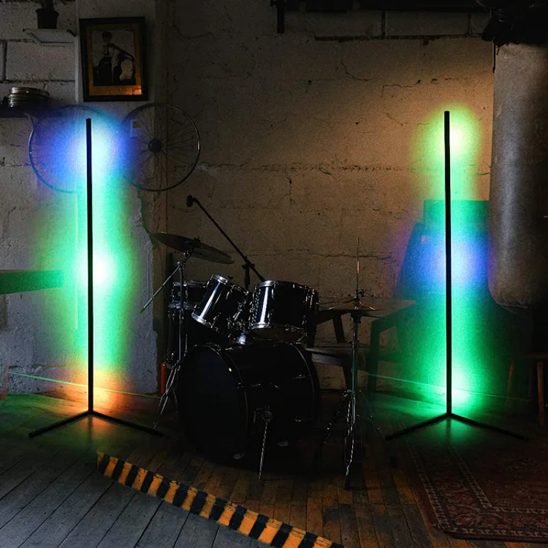 Modern Nordic floor Lamp standing black White Body Remote control LED Rgb corner floor light for living room
