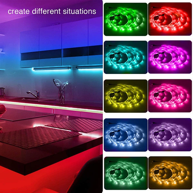 LED Strip 2835TV Background Lighting RGB LED Strip Adhesive Tape IP65 54leds M 10mm Width 12V Black White Light Body