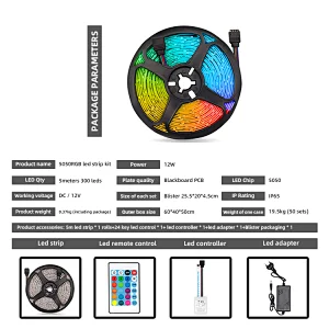 LED Light Strip RGB Factory Outlet SMD 5050 Colorful Decoration IP65 12V Max Waterproof Luminous White Body Lamp Copper Power