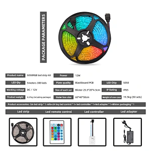 LED Light Strip RGB Factory Outlet SMD 5050 Colorful Decoration IP65 12V Max Waterproof Luminous White Body Lamp Copper Power