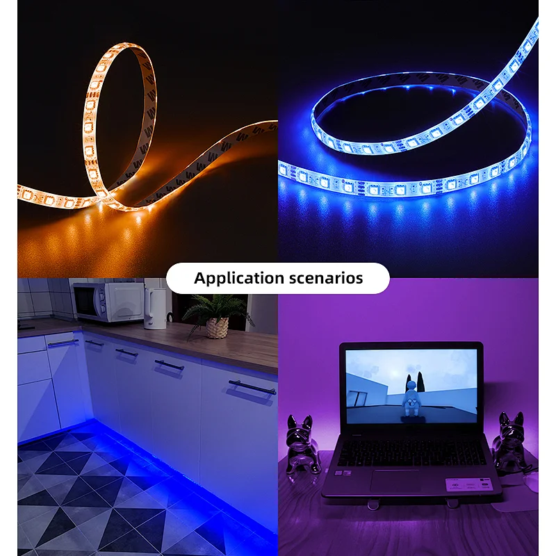 12V 60LEDs/m Remote Control SMD 5050RGB Digital Smart Remote Control Wifi Voice Waterpoof RGB Flexible Led Strip Lights