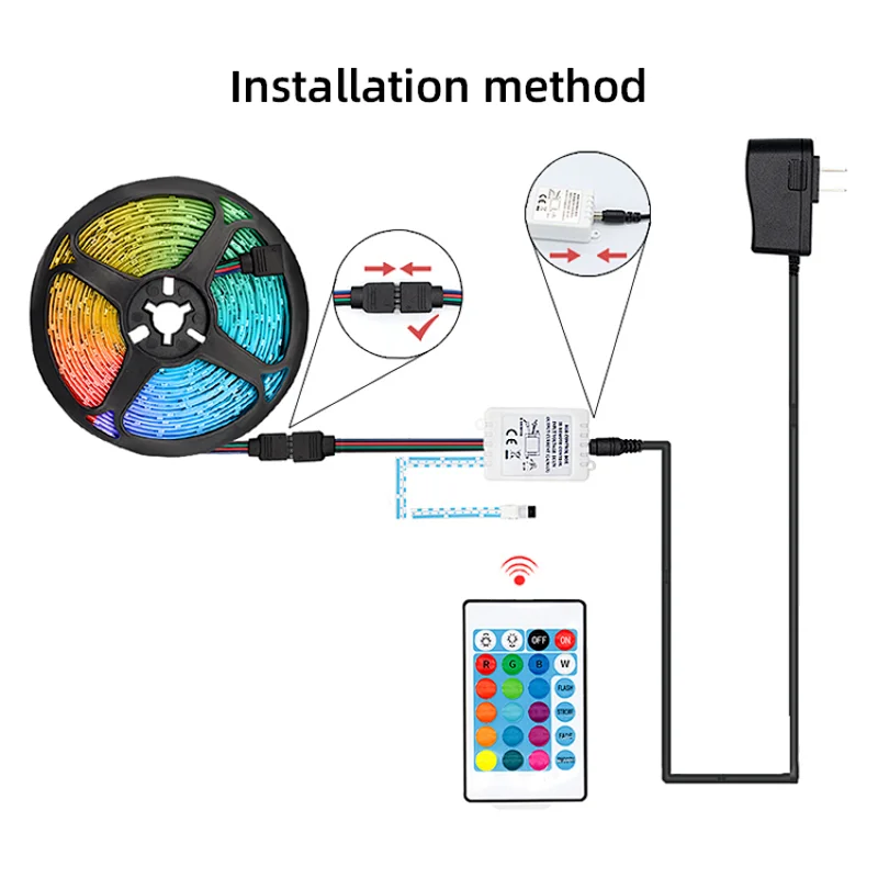 LED Strip 2835TV Background Lighting RGB LED Strip Adhesive Tape IP65 54leds M 10mm Width 12V Black White Light Body