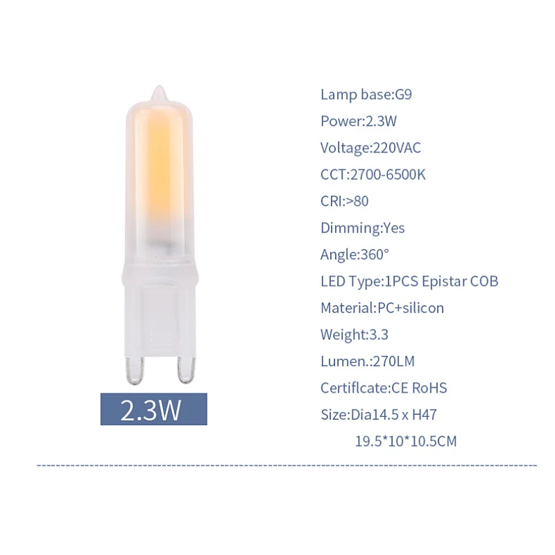 Super Bright 200lm Single White Dimmable G9 LED Light Bulbs