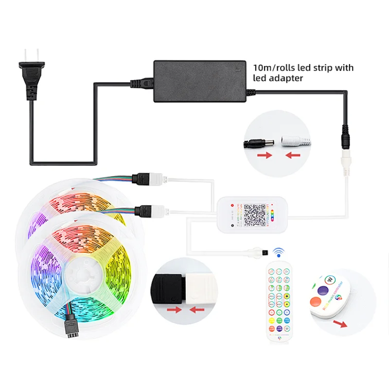 Decoration Smart LED Music Strip Light Set 5050RGB Wardrobe TV Background Bluetooth 12V Colorful Flexible LED Strip Light