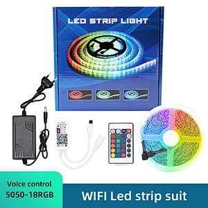 Hot sale 5050RGB flexible 24 key WIFI voice control APP color light strip IP20 IP65 LED smart light