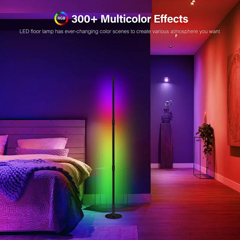 New simple style RGB double-sided luminous fold standing sofa lighting LED corner floor lamp