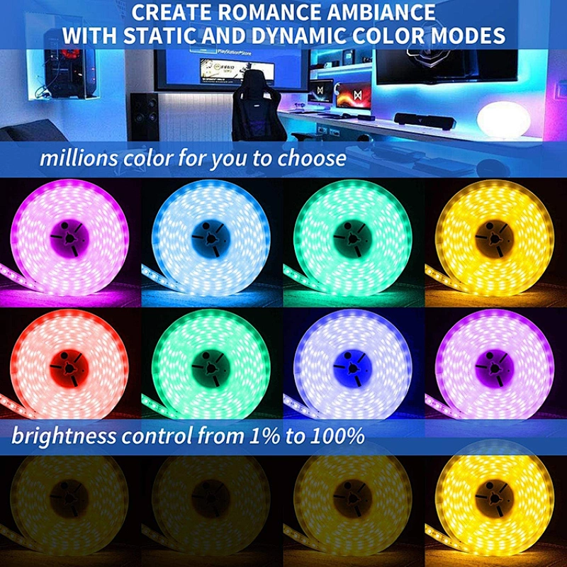2835 RGB Colorful LED Light Strip IR 24 key Remote Controller 12V Low Voltage Waterproof Soft Light Strip