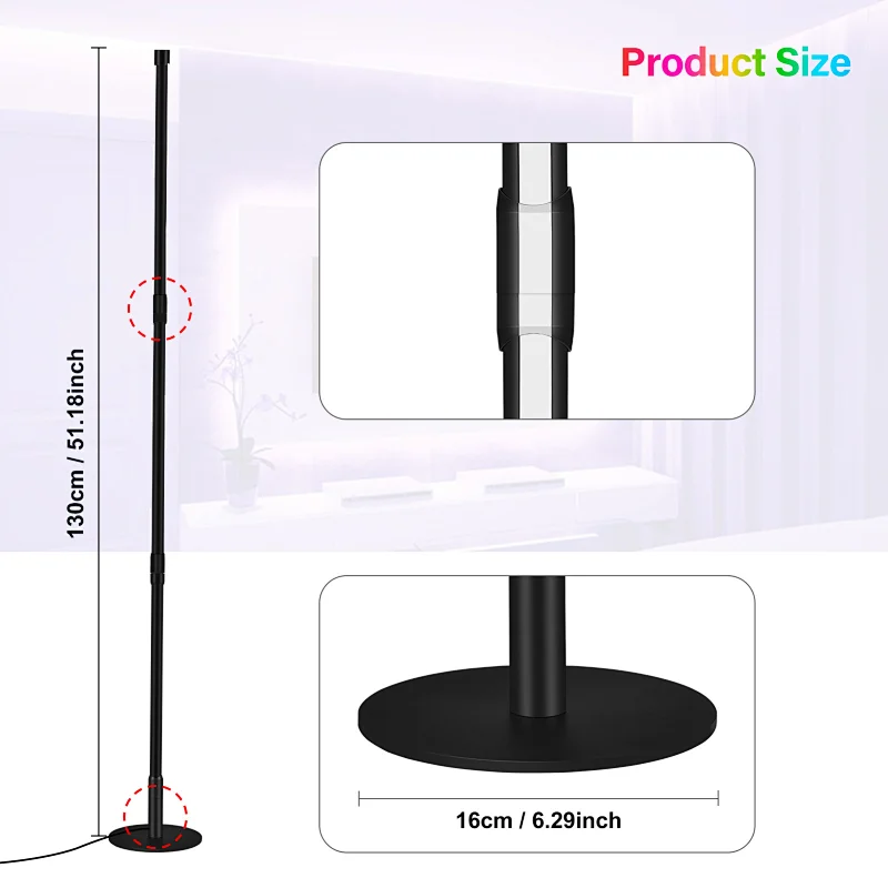 New simple style RGB double-sided luminous fold standing sofa lighting LED corner floor lamp