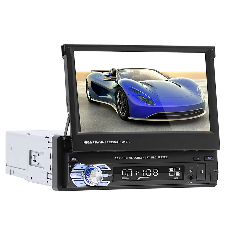 7 Inch Single Din Retractable Car Radio Stereo Car FM Radio Audio Video MP5 Player Caryplay Rearview Camera