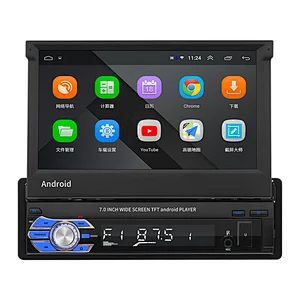 Car DVD Player 1 Din Android 10 Car Radio Autoradio with 7" Retractable Touch Screen GPS Wifi FM RDS AUX Stereo Auto Radio