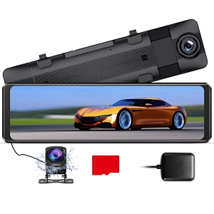2K 10'' Touch Screen Driving Recorder Rear View Mirror Car Black Box Dashcam GPS Navigation Rearview Mirror Car DVR Camera
