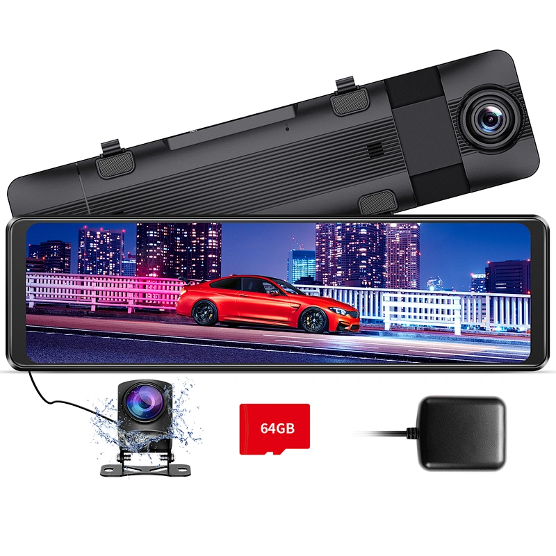 2K 10'' Touch Screen Driving Recorder Rear View Mirror Car Black Box Dashcam GPS Navigation Rearview Mirror Car DVR Camera