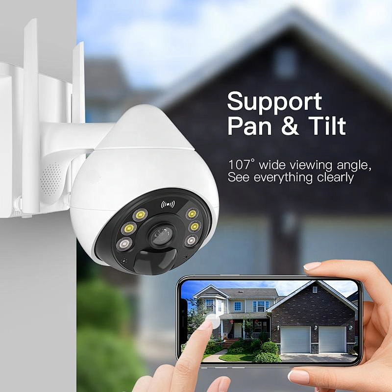 Outdoor 4G Network Solar Camera PTZ Security Cameras Wireless Auto Tracking CCTV Surveillance Ip Camera for Home/Baby Monitor