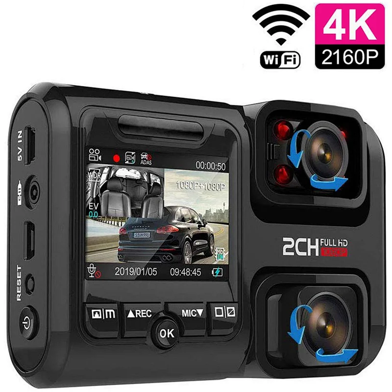 4k ADAS dash cam dual lens driving recorder camera built in GPS WIFI dashboard camera for car truck taxi