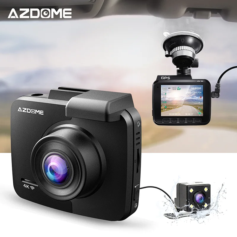 AZDOME GS63H Dash Cam Dual Lens 4K Car Camera DVR Night Vision WDR Built-In GPS Wi-Fi G-Sensor Motion Detection